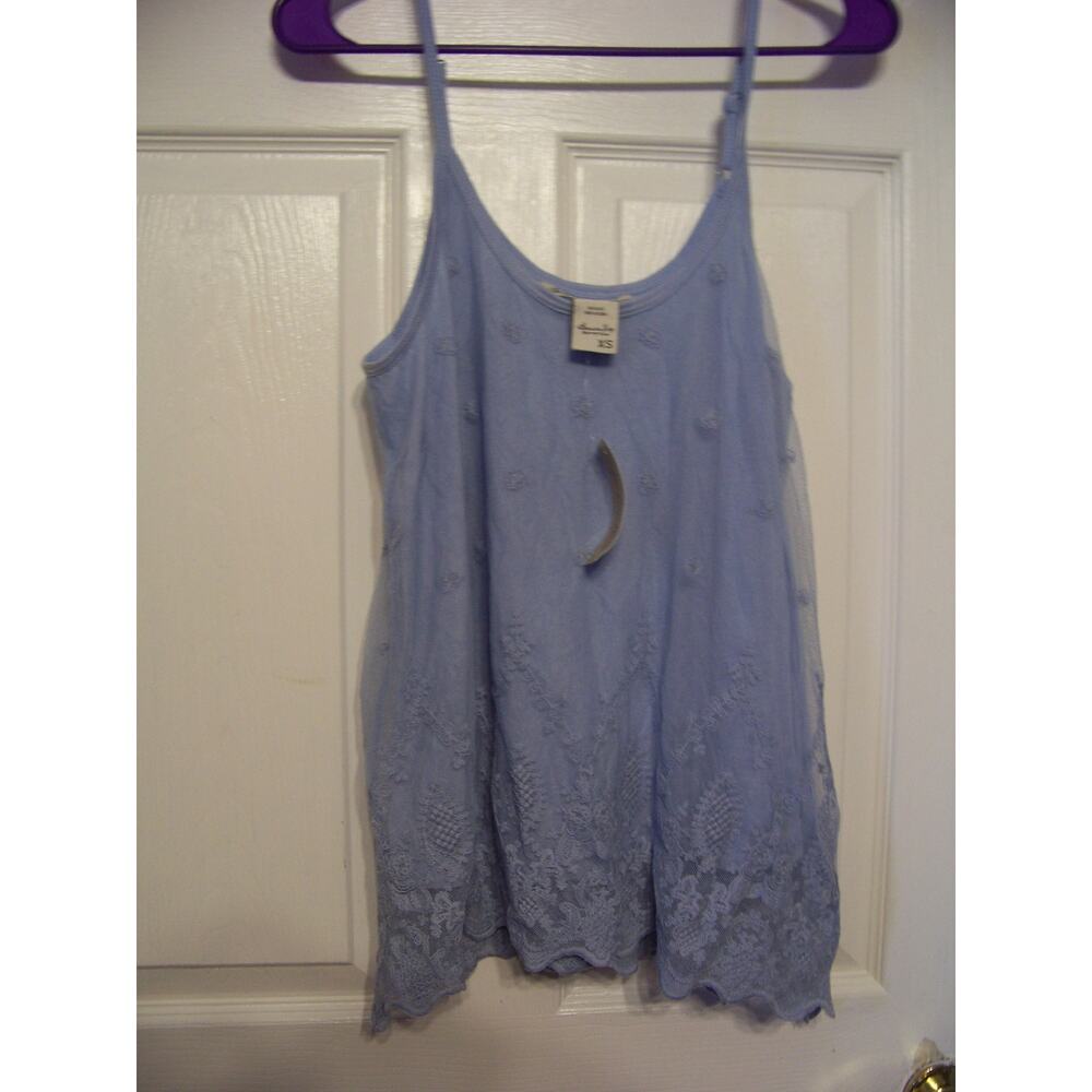 American Rag Junior Croquis Blue Spaghetti Strap Embroidered Camisole Size XS